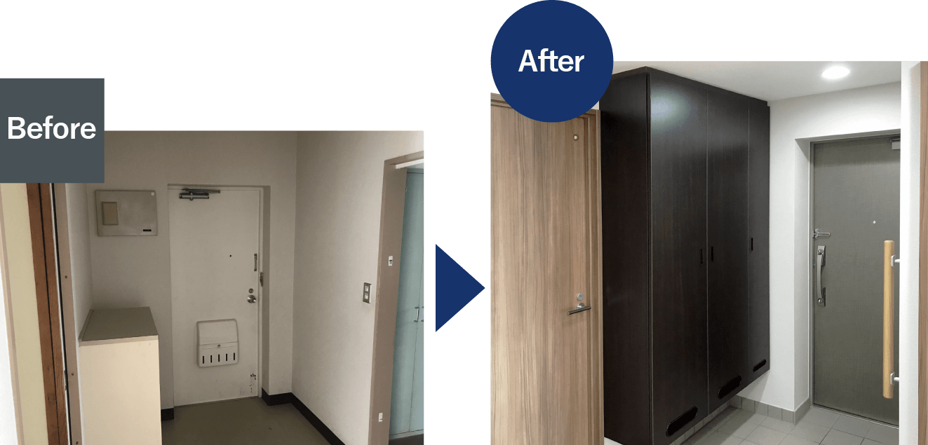 玄関内部のビフォア＆アフター