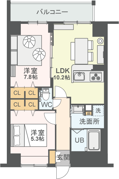 Aタイプ　2LDK（54.85㎡）