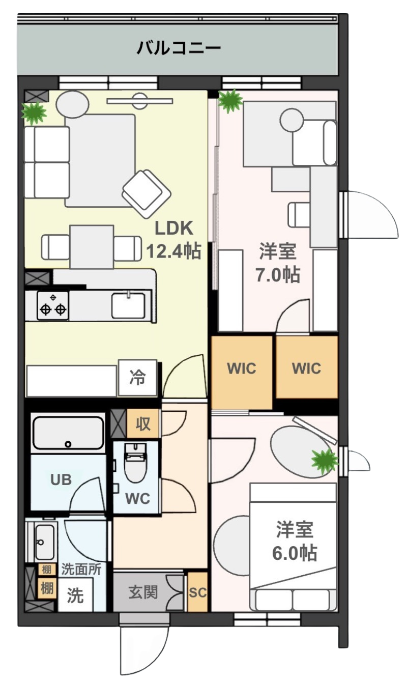 Aタイプ　2LDK（58.56㎡）