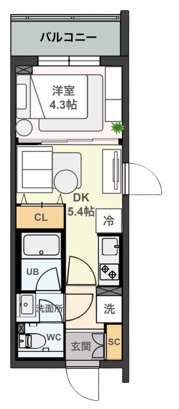 Bタイプ　1DK（25.38㎡）