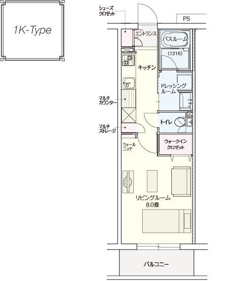 1K-Type 間取図